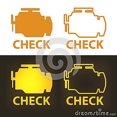 Check Engine Warning Sign Vector Illustration