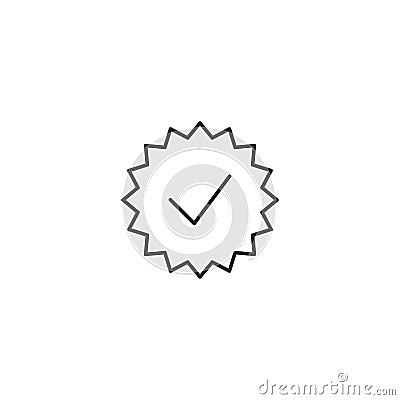 Check list button icon. Check mark in round zigzag sign. Stock vector illustration isolated on white background Cartoon Illustration