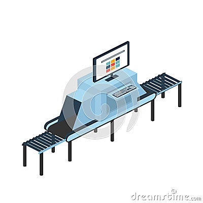 Check luggage for airport or train station. Vector isometric ill Vector Illustration