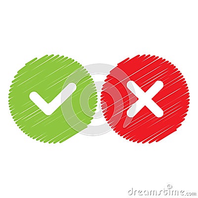 Vector right and wrong check mark. Stock Photo