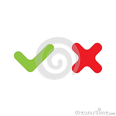 Vector right and wrong check mark. Stock Photo