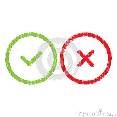 Vector right and wrong check mark. Vector Illustration