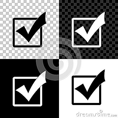 Check mark in a box icon isolated on black, white and transparent background. Tick symbol. Check list button sign Vector Illustration