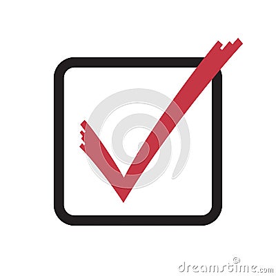 Check mark box icon, Tick symbol, Election vote sign, Check list concept, Simple line design for web site, logo, app, UI Vector Illustration