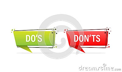 Check mark button with dos and donts. Flat simple style trend modern red and green checkmark Vector Illustration