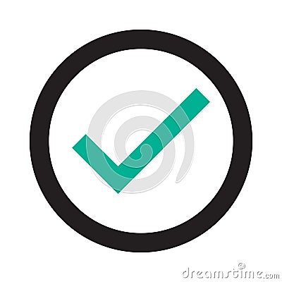 Check mark icon. Check mark logo vector or icon. Tick symbol in green color illustration. Accept okey symbol. Check mark vector. Vector Illustration