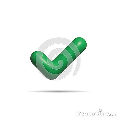 Check mark icon 3d rendering. 3D Realistic check mark button. Cartoon Illustration