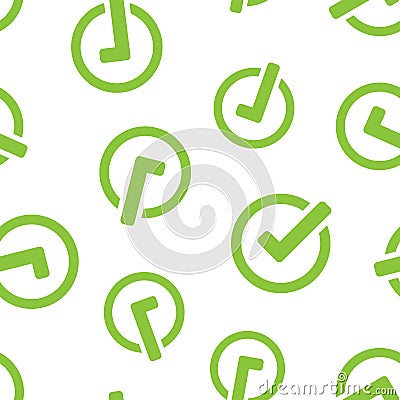 Check mark icon seamless pattern background. Ok, accept vector illustration. Tick symbol pattern Vector Illustration
