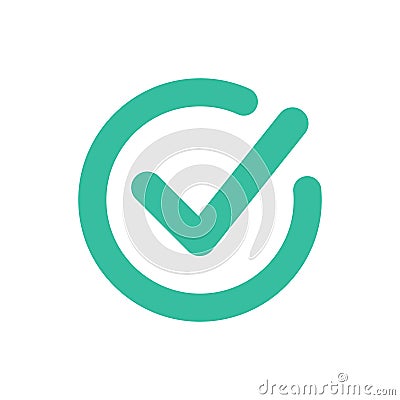 Check Mark icon symbol vector. Tick and cross signs. Green checkmark icon, isolated on white background. Choice button Vector Illustration