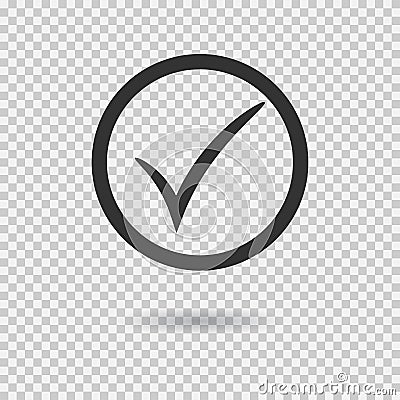 Check mark icon. Vector checkmark button with circle. Tick symbol Vector Illustration