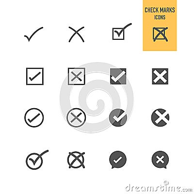 Check mark icons set. Vector Illustration