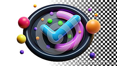 Check mark in circle, verified symbol, confirmation icon, success indicator png transparent image Generative AI Stock Photo