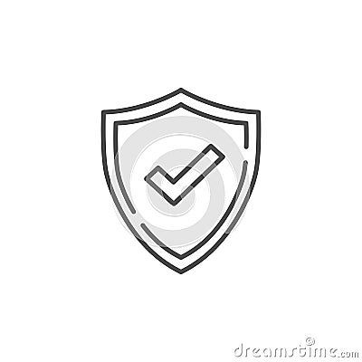 Check mark line vector icon. Accepted or Approve sign. Tick shield symbol. Quality design flat app element. Vector illustration on Vector Illustration