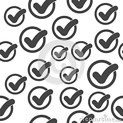 Check mark seamless pattern background icon. Vector Illustration