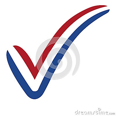 Check mark style Netherlands flag symbol elections, voting and approval Vector Illustration
