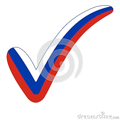 Check mark style Russia flag elections, voting Vector Illustration