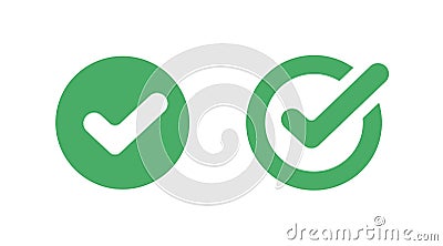 Check mark tick icon green vector graphic pictogram, simple right checkmark approve correct sign, ok passed confirm symbol, yes Vector Illustration