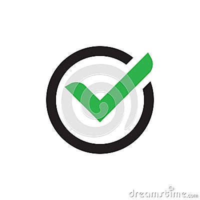 Check mark vector web icon. Universal business sign for answer of yes. Concept symbol. Vector Illustration