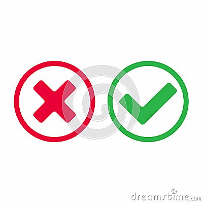 Check mark icon signs vector illustration. Yes or no, right and wrong flat design version of check mark buttons. Vector Illustration