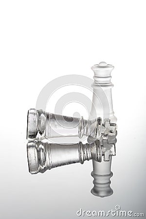 Check mate chess glass pieces Stock Photo