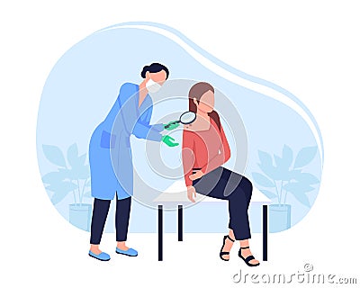 Check melanoma for skin cancer 2D vector isolated illustration Vector Illustration