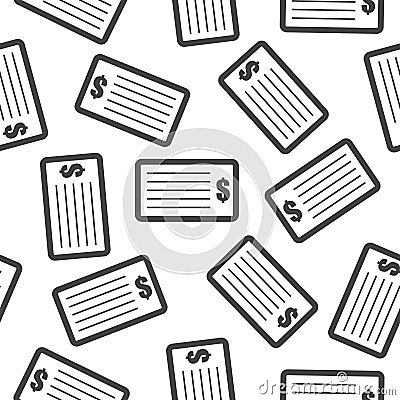 Check money seamless pattern background icon. Vector Illustration