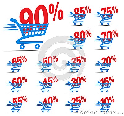 Check Out Shopping Cart SALE Icon Symbol with Percent Vector Illustration