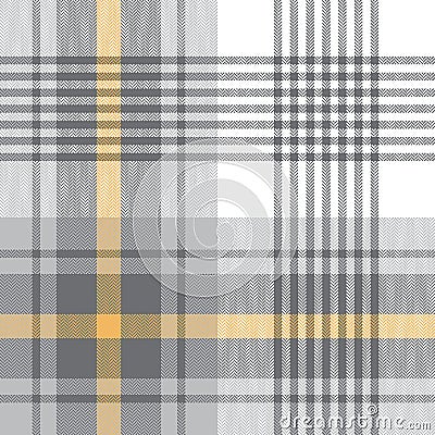 Check plaid pattern for scarf, duvet cover print, blanket design, poncho in grey, yellow, white. Large textured plaid vector. Vector Illustration