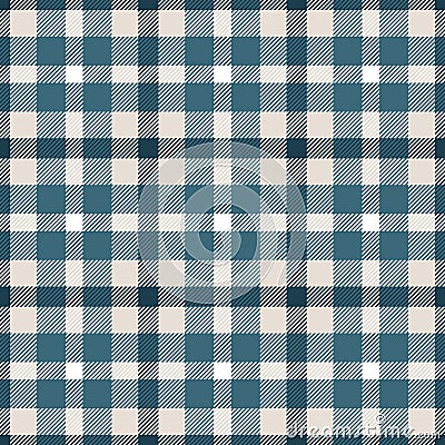 Check seamless pattern. Checks plaid blue color. Repeating tartan design. Repeated scottish flannel. Madras fabric prints. Neutral Vector Illustration