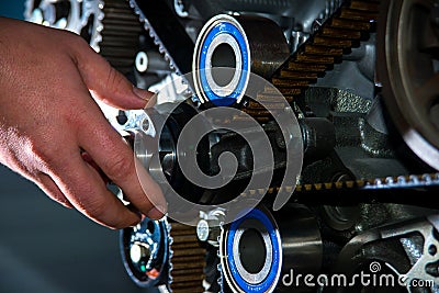 Check the timing belt Stock Photo