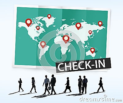 Check In Travel Locations Global World Tour Concept Stock Photo