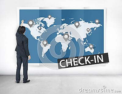 Check In Travel Locations Global World Tour Concept Stock Photo