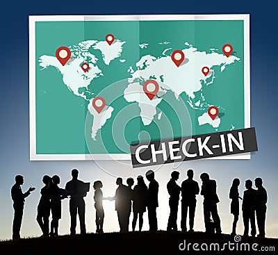 Check In Travel Locations Global World Tour Concept Stock Photo