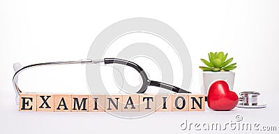 Check up your health concept. Horizontal panoramic close up banner placard view photo picture of nurse instrument succulent bright Stock Photo