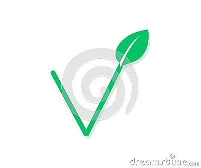 Check of vegan icon. Concept of organic and bio. Vector Illustration