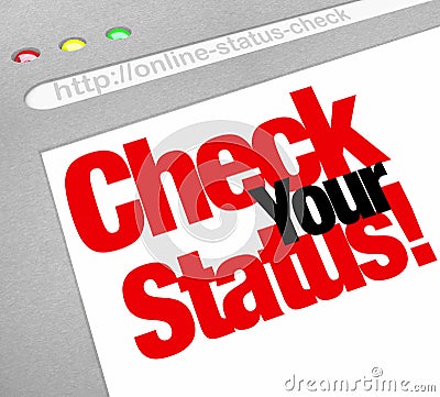 Check Your Status Online Web Site Update Position Stock Photo