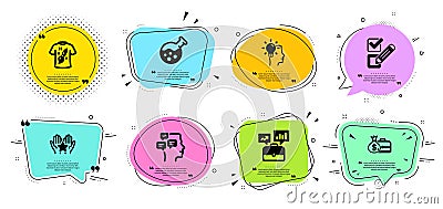 Checkbox, Business portfolio and Messages icons set. Idea, T-shirt design and Ranking signs. Vector Vector Illustration