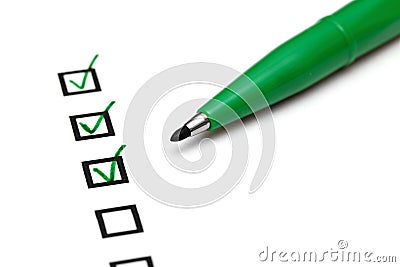 Checkbox with green tick Stock Photo