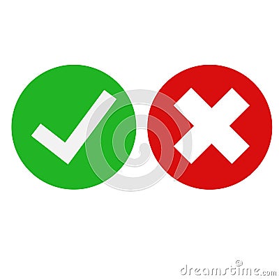 Checkbox icon, isolated, green and red color white background done work or option. Flat design EPS 10 Vector Illustration