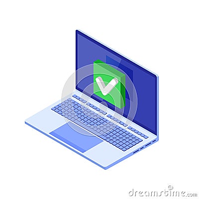 Checkbox isometric. Checkmark or tick notification. Vector Illustration