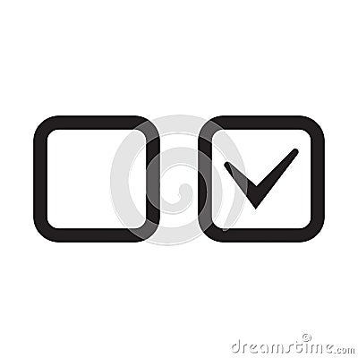 Checkbox set with blank and checked checkbox vector icon. Cartoon Illustration