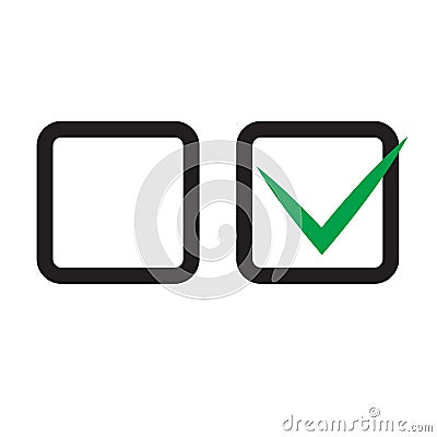 Checkbox set with blank and checked checkbox vector icon. Vector Illustration