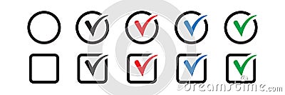Checkbox set with blank and checked checkbox vector icon. Vector Illustration