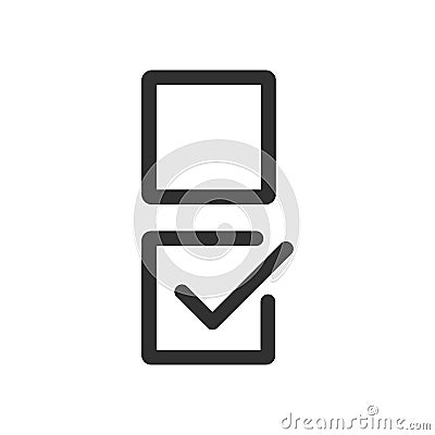 Checkbox set with blank and checked checkbox line art vector icon for apps and websites. editable stroke Stock Photo