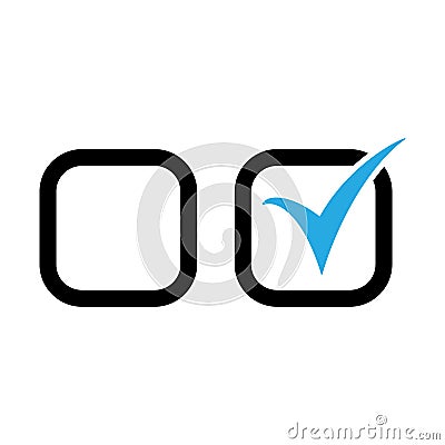 Checkbox set with blank and checked checkbox. Vector Illustration