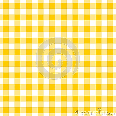 Checked cloth of yellow and gray geometric shapes. Background of colored squares and rectangles on a white background. Yellow fabr Vector Illustration