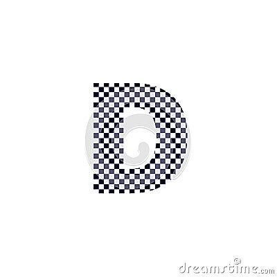Checker Pattern Vector Logo Letter D Vector Illustration