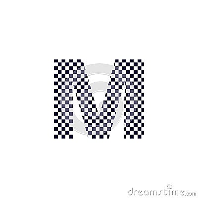 Checker Pattern Vector Logo Letter M Vector Illustration