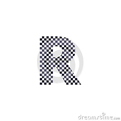 Checker Pattern Vector Logo Letter R Vector Illustration