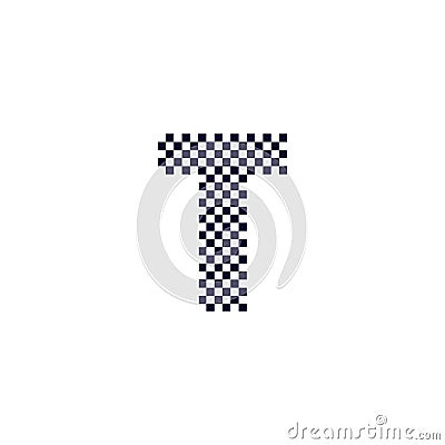 Checker Pattern Vector Logo Letter T Vector Illustration